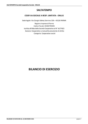 BILANCIO ESERCIZIO 2015