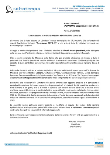 Comunicazione Coronavirus 02.02.2020