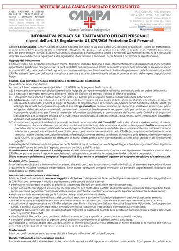 Consenso trattamento dati personali