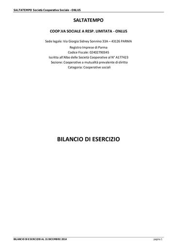BILANCIO ESERCIZIO 2014